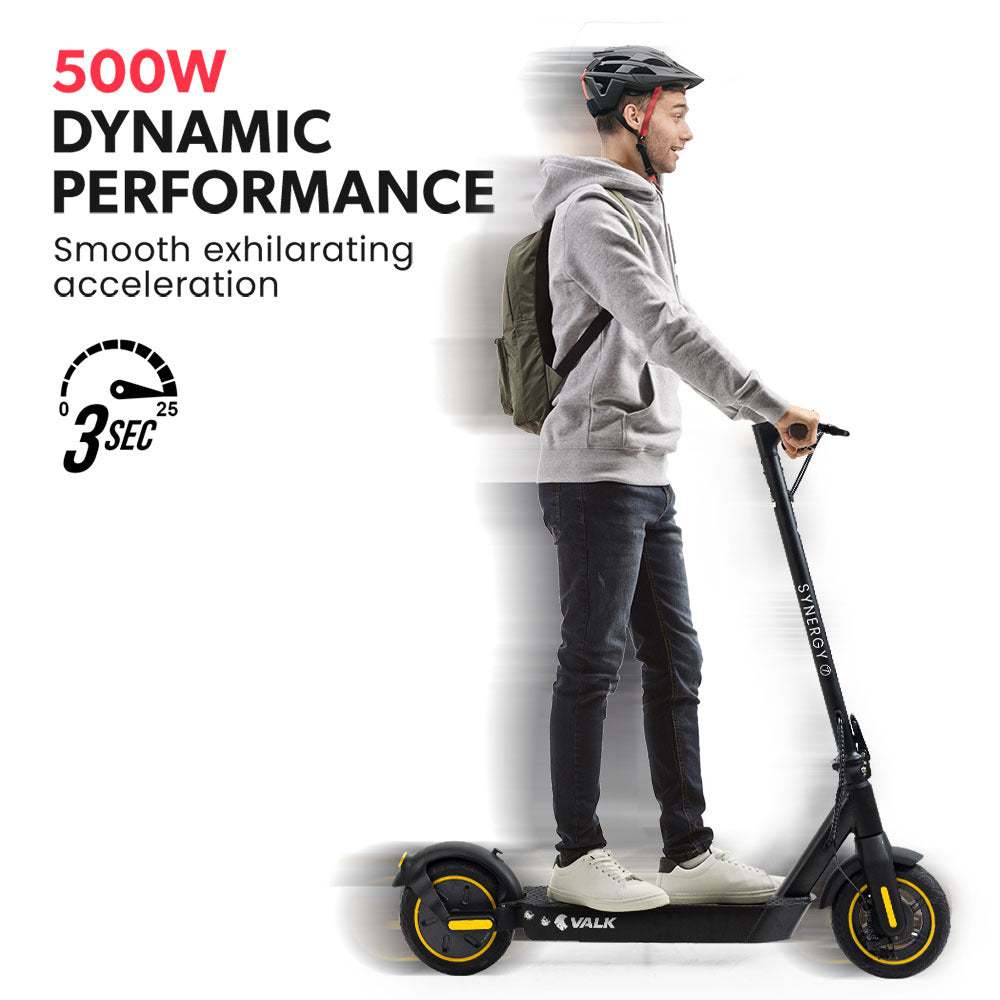 VALK Synergy 7 Electric Scooter, 500W 15Ah, AU Compliant, Motorised eScooter for Adults, Black/Yellow V219-TRNESCVAS7Y