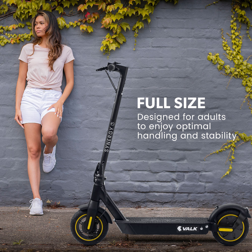 VALK Synergy 7 Electric Scooter, 500W 15Ah, AU Compliant, Motorised eScooter for Adults, Black/Yellow V219-TRNESCVAS7Y