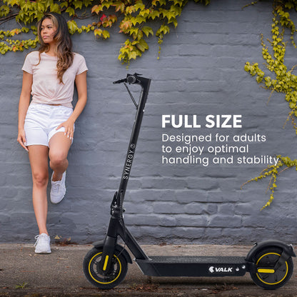 VALK Synergy 7 Electric Scooter, 500W 15Ah, AU Compliant, Motorised eScooter for Adults, Black/Yellow V219-TRNESCVAS7Y