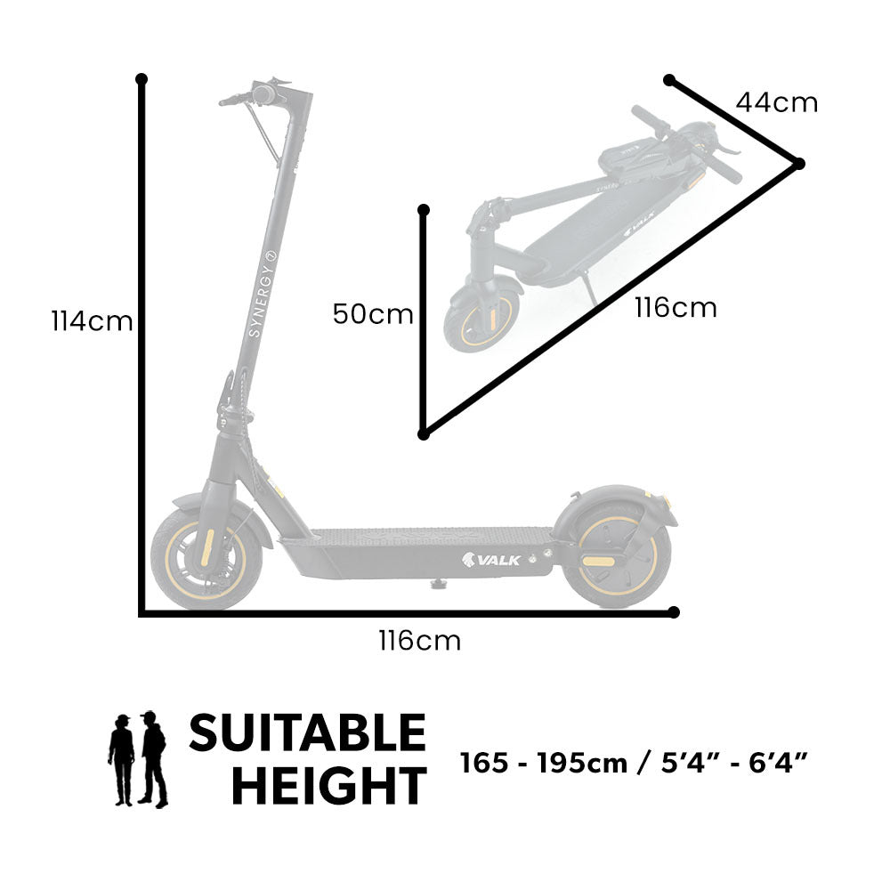 VALK Synergy 7 Electric Scooter, 500W 15Ah, AU Compliant, Motorised eScooter for Adults, Black/Yellow V219-TRNESCVAS7Y