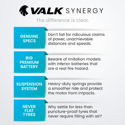 VALK Synergy 7 Electric Scooter, 500W 15Ah, AU Compliant, Motorised eScooter for Adults, Black/Yellow V219-TRNESCVAS7Y
