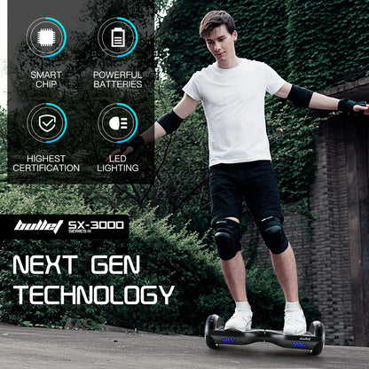 BULLET Gen III Hoverboard Scooter, Dual Copper Motors, UL Certified, AU Compliant, 6.5" Wheels, Superior Self V219-TRNSCOBULB7CF