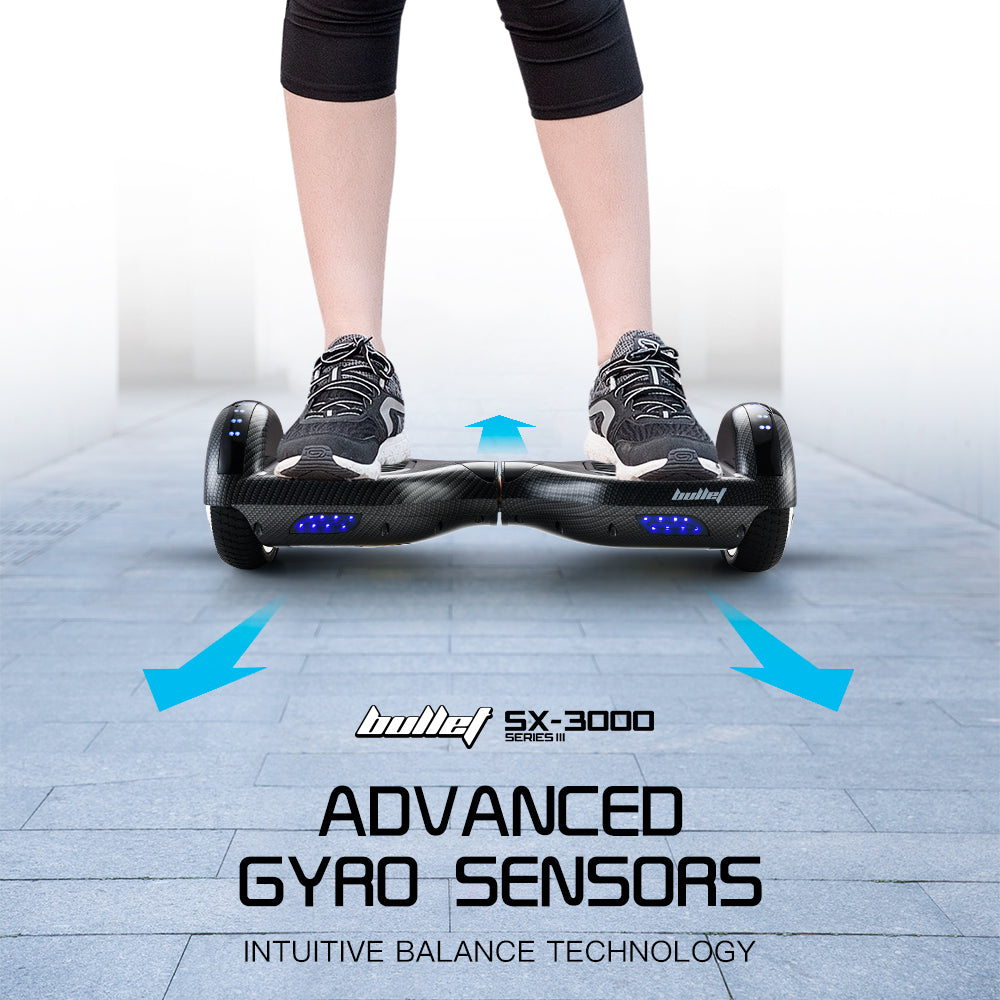 BULLET Gen III Hoverboard Scooter, Dual Copper Motors, UL Certified, AU Compliant, 6.5" Wheels, Superior Self V219-TRNSCOBULB7CF