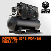 UNIMAC 115PSI 150L 7.5kW Industrial Electric Air Compressor, 20A 415V 3-Phase V219-UMACTL05A