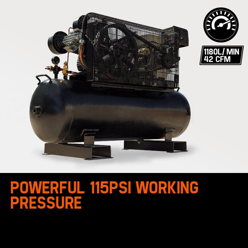 UNIMAC 18HP Industrial Petrol Air Compressor 115PSI 150L Tank with Electric Key Start V219-UMACTL06A