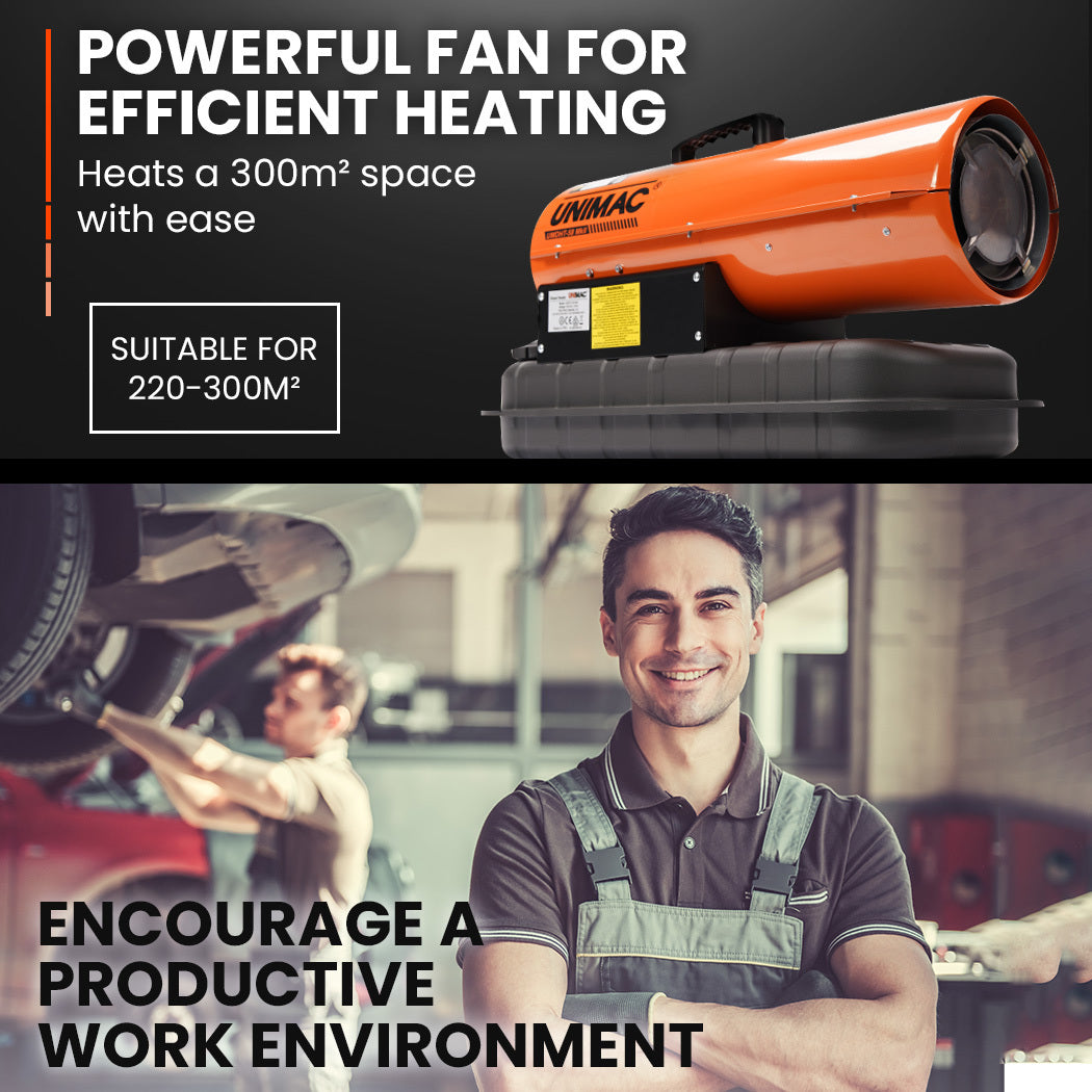 UNIMAC 20KW Portable Industrial Diesel Direct Forced Air Space Heater, Commercial Grade for Warehouse V219-UMDHVP03A