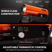 UNIMAC 30KW Portable Industrial Diesel Direct Forced Air Space Heater, Commercial Grade for Warehouse V219-UMDHVP04A