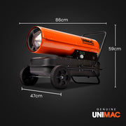 UNIMAC 30KW Portable Industrial Diesel Direct Forced Air Space Heater, Commercial Grade for Warehouse V219-UMDHVP04A