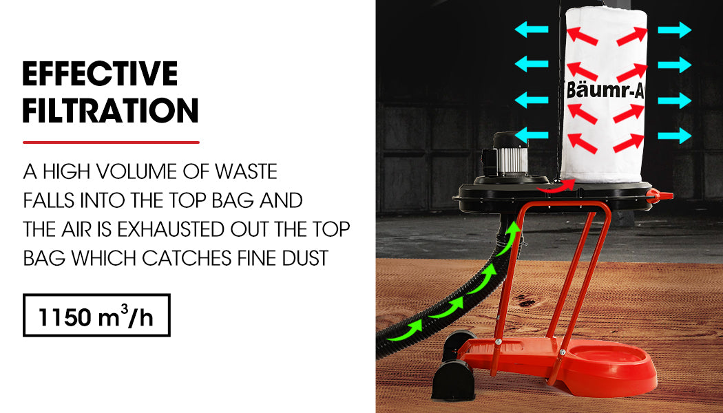 Baumr-AG Dust Collector Extraction Cyclone Woodworking Portable Catcher Workshop V219-VACDSTUMCADD8