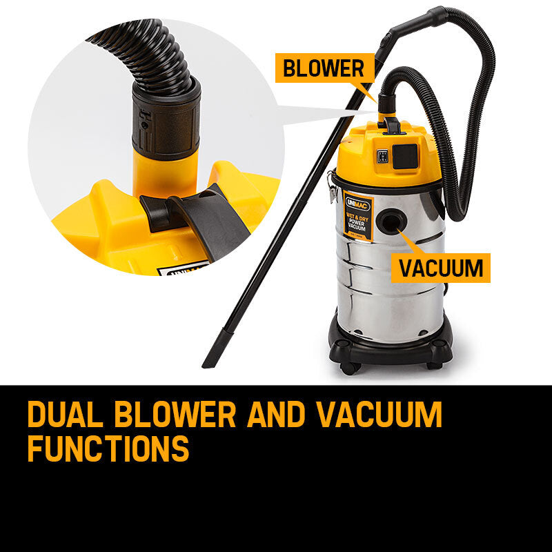 UNIMAC 30L Wet and Dry Vacuum Cleaner Blower Bagless 2000W Drywall Vac V219-VACWDB30LUMCADJE