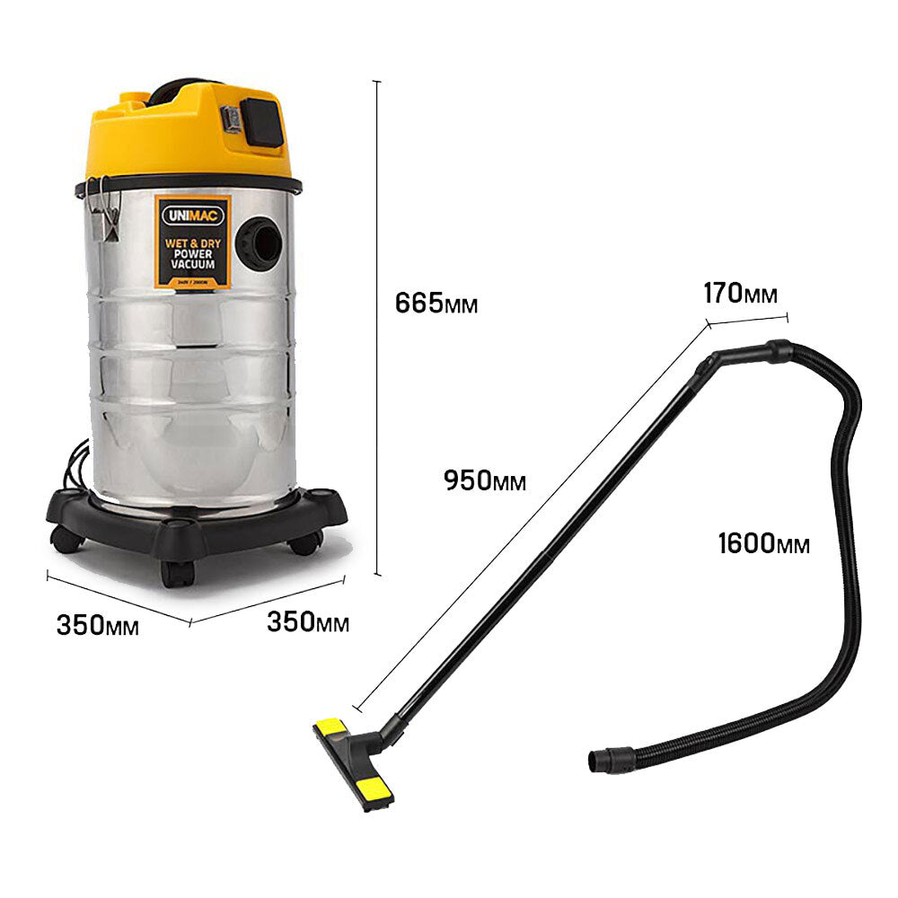 UNIMAC 30L Wet and Dry Vacuum Cleaner Blower Bagless 2000W Drywall Vac V219-VACWDB30LUMCADJE