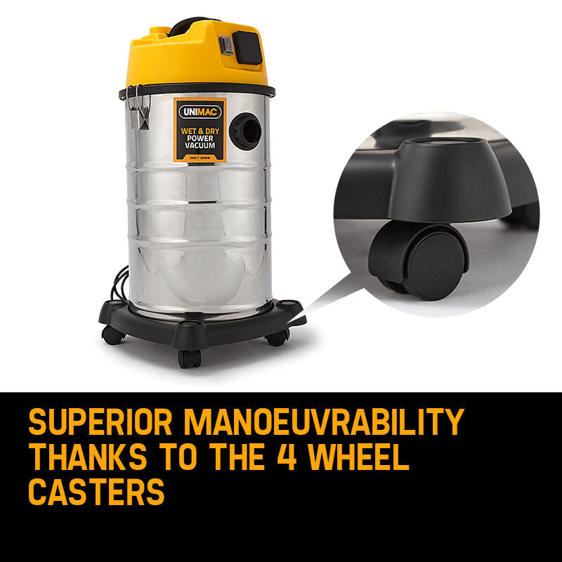 UNIMAC 30L Wet and Dry Vacuum Cleaner Blower Bagless 2000W Drywall Vac V219-VACWDB30LUMCADJE