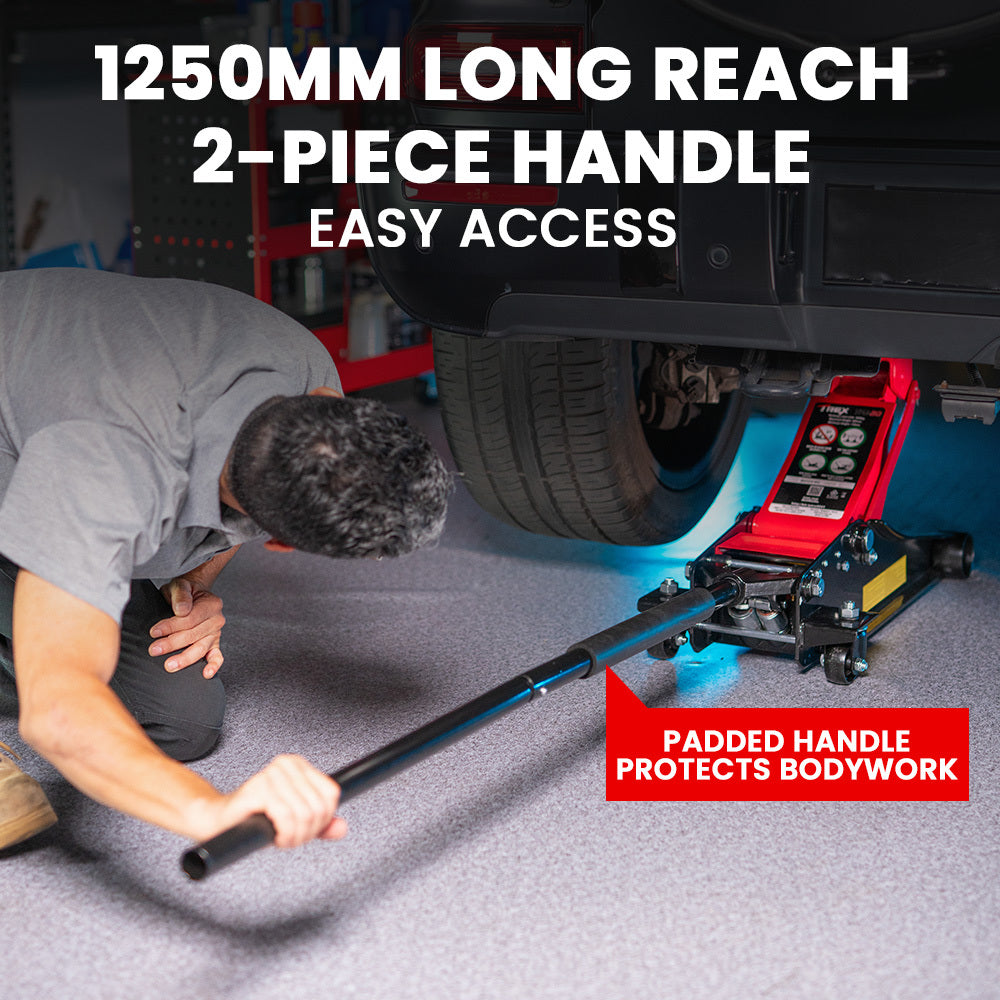 T-REX 3000KG Hydraulic Trolley Floor Jack, High Lift, Dual Pump, Quick Release Handle V219-VHWJKFTR30SA