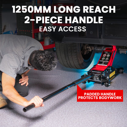 T-REX 3000KG Hydraulic Trolley Floor Jack, High Lift, Dual Pump, Quick Release Handle V219-VHWJKFTR30SA