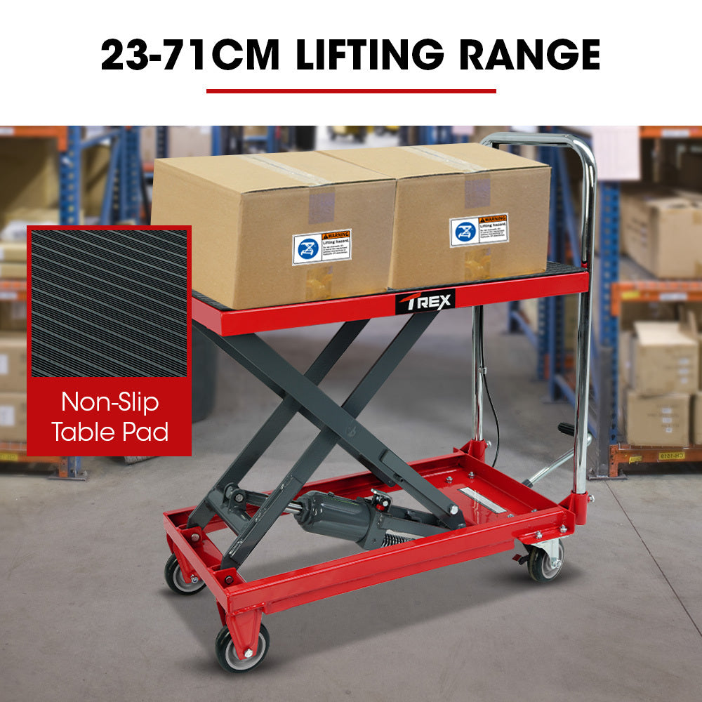 T-REX 230KG Hydraulic Scissor Lift Platform Trolley, Non-Skid Rubber Platform Pad, for Material Handling V219-VHWLFCTRH2SA