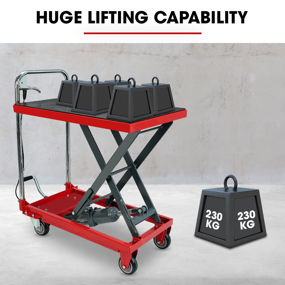 T-REX 230KG Hydraulic Scissor Lift Platform Trolley, Non-Skid Rubber Platform Pad, for Material Handling V219-VHWLFCTRH2SA