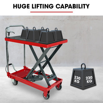 T-REX 230KG Hydraulic Scissor Lift Platform Trolley, Non-Skid Rubber Platform Pad, for Material Handling V219-VHWLFCTRH2SA