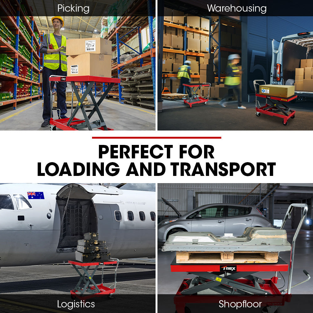 T-REX 230KG Hydraulic Scissor Lift Platform Trolley, Non-Skid Rubber Platform Pad, for Material Handling V219-VHWLFCTRH2SA