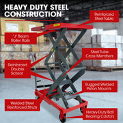 T-REX 300KG Hydraulic High Lift Double Scissor Trolley, 1.3M Max Platform Hgt, Heavy-Duty, for Material V219-VHWLFCTRH3HA