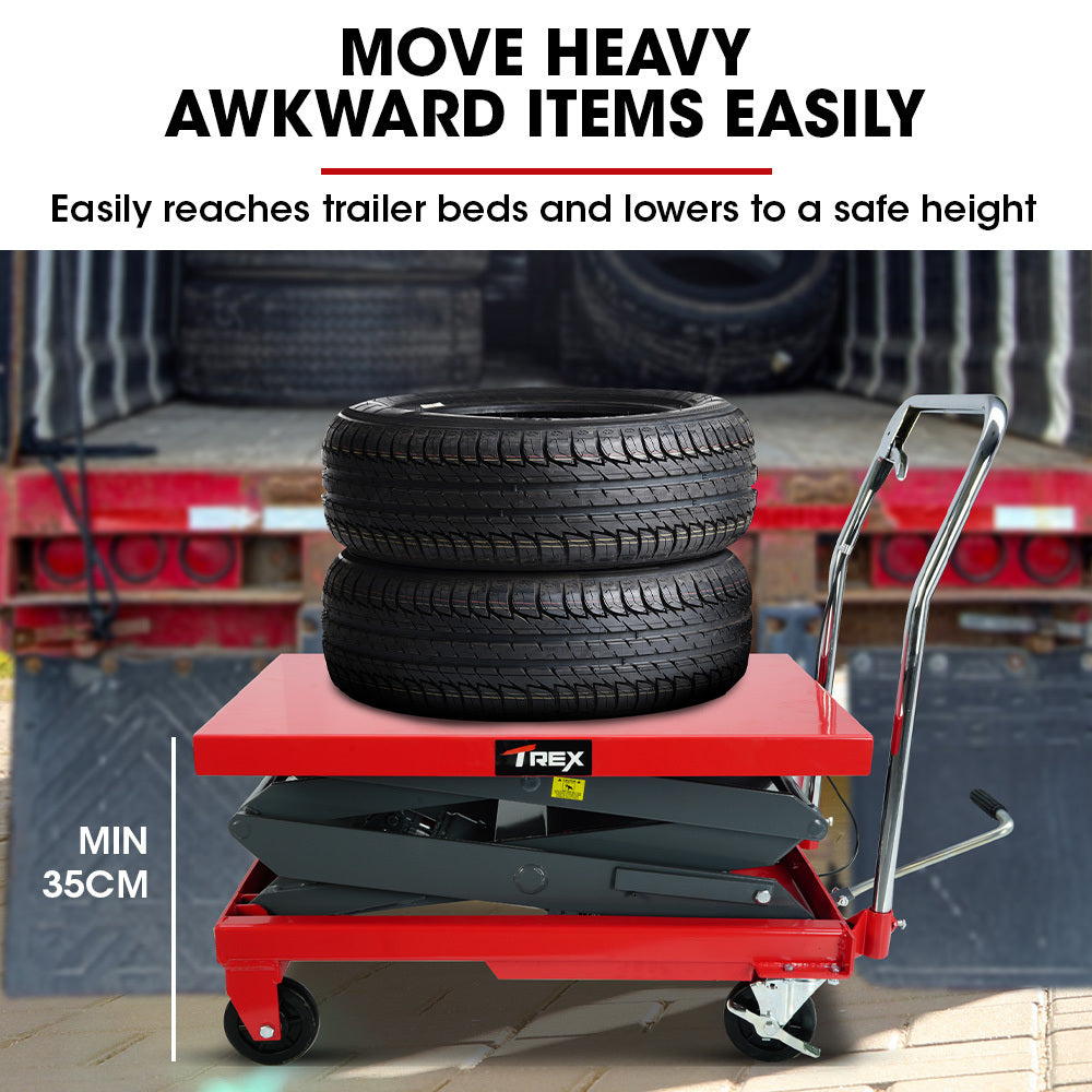 T-REX 300KG Hydraulic High Lift Double Scissor Trolley, 1.3M Max Platform Hgt, Heavy-Duty, for Material V219-VHWLFCTRH3HA