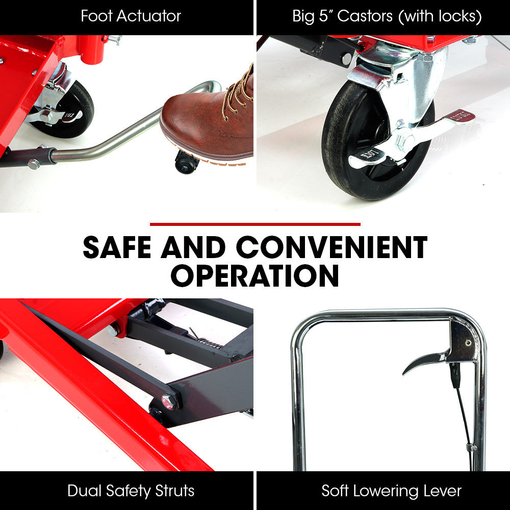 T-REX 300KG Hydraulic High Lift Double Scissor Trolley, 1.3M Max Platform Hgt, Heavy-Duty, for Material V219-VHWLFCTRH3HA