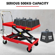 T-REX 500KG Hydraulic Scissor Lift Platform Trolley, Heavy-Duty, for Material Handling V219-VHWLFCTRH5SA
