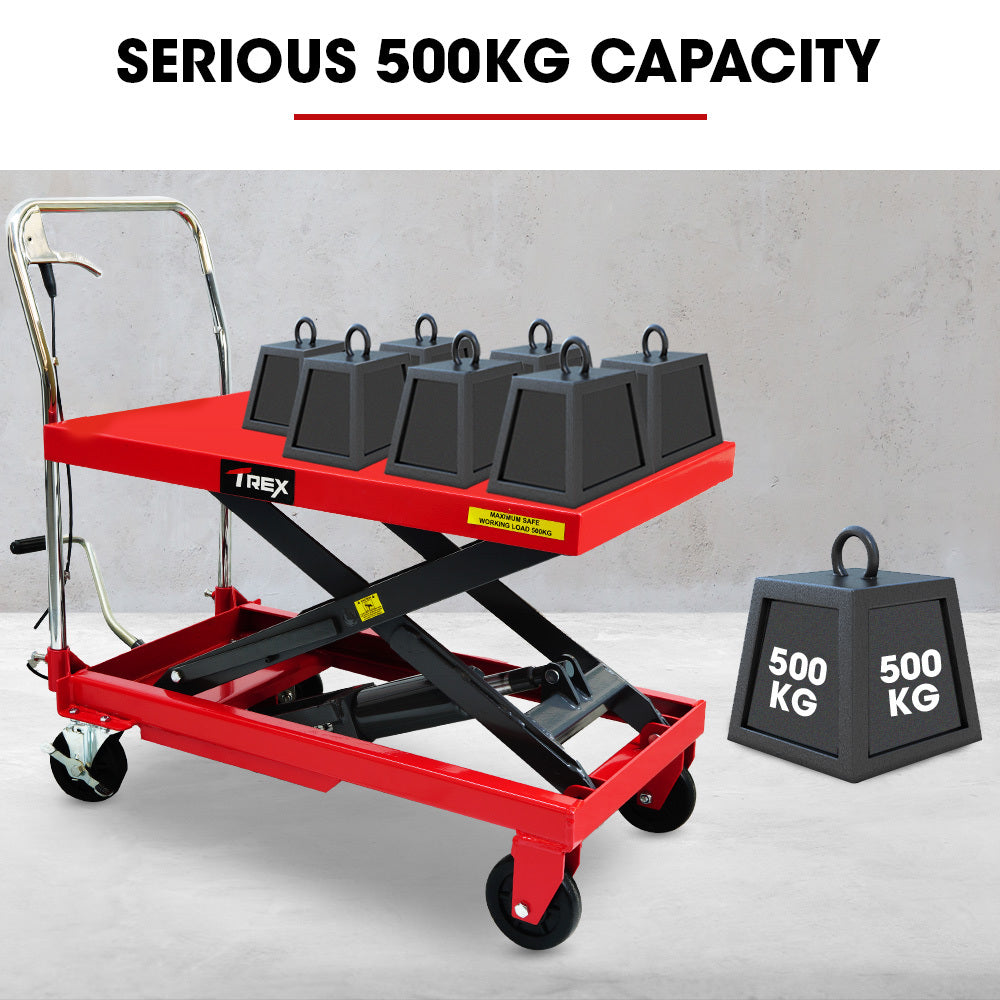 T-REX 500KG Hydraulic Scissor Lift Platform Trolley, Heavy-Duty, for Material Handling V219-VHWLFCTRH5SA