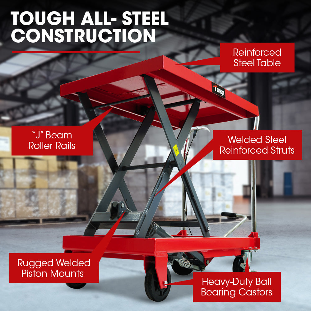 T-REX 500KG Hydraulic Scissor Lift Platform Trolley, Heavy-Duty, for Material Handling V219-VHWLFCTRH5SA