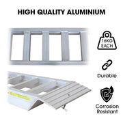 BULLET Pair of 2.3m Aluminium Loading Ramps, 4000kg Total Capacity, Heavy-Duty, Safety Pins, for Car, 4x4, V219-VHWRMPBPA23AX2