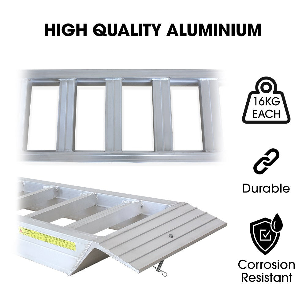 BULLET Pair of 2.3m Aluminium Loading Ramps, 4000kg Total Capacity, Heavy-Duty, Safety Pins, for Car, 4x4, V219-VHWRMPBPA23AX2