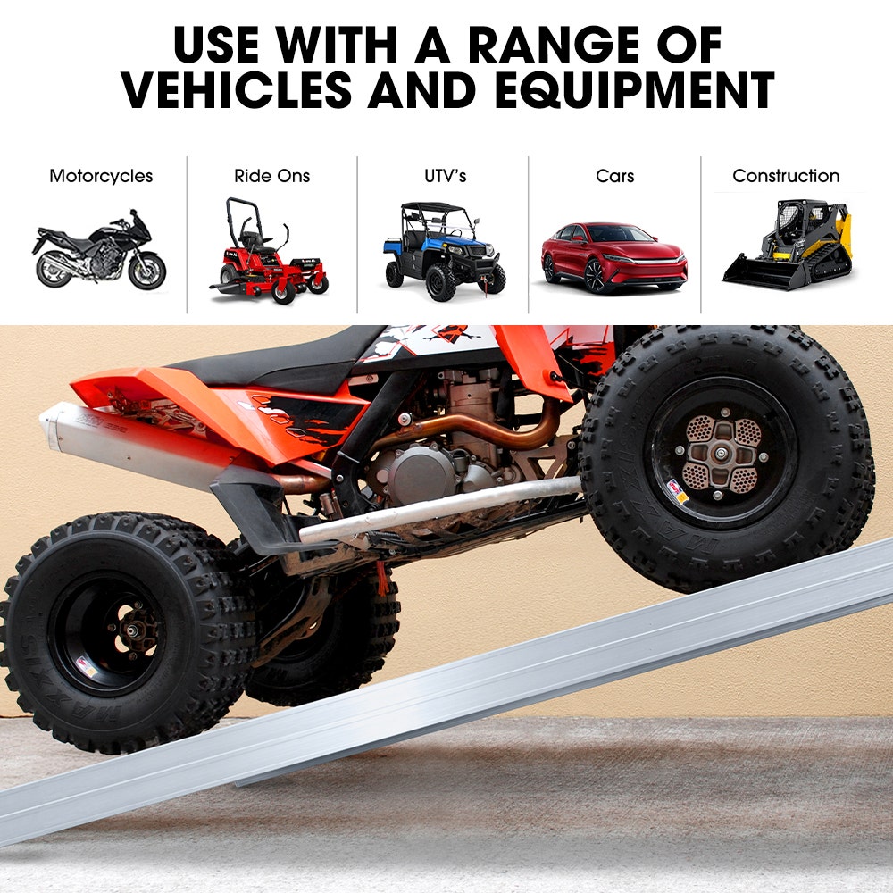 BULLET Pair of 2.3m Aluminium Loading Ramps, 4000kg Total Capacity, Heavy-Duty, Safety Pins, for Car, 4x4, V219-VHWRMPBPA23AX2