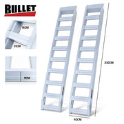 BULLET Pair of 2.3m Aluminium Loading Ramps, 4000kg Total Capacity, Heavy-Duty, Safety Pins, for Car, 4x4, V219-VHWRMPBPA23AX2