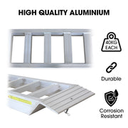 BULLET Pair of 3.8m Aluminium Loading Ramps, 4000kg Total Capacity, Heavy-Duty, 80cm Max Height, Safety Pin, V219-VHWRMPBPA38AX2