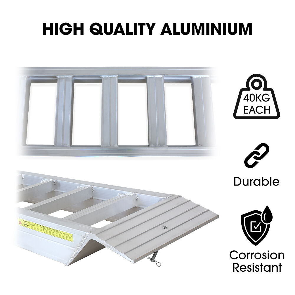 BULLET Pair of 3.8m Aluminium Loading Ramps, 4000kg Total Capacity, Heavy-Duty, 80cm Max Height, Safety Pin, V219-VHWRMPBPA38AX2