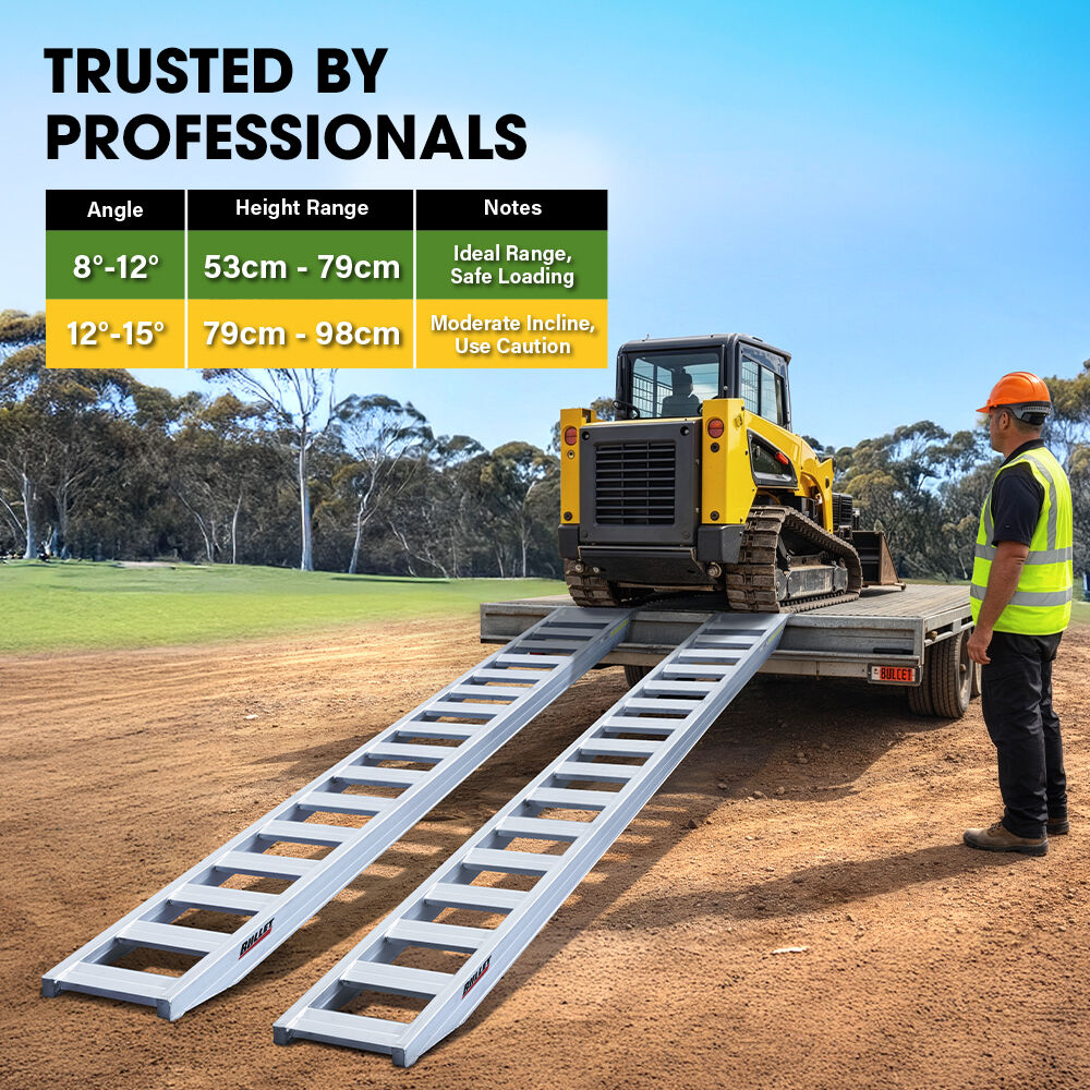 BULLET Pair of 3.8m Aluminium Loading Ramps, 4000kg Total Capacity, Heavy-Duty, 80cm Max Height, Safety Pin, V219-VHWRMPBPA38AX2