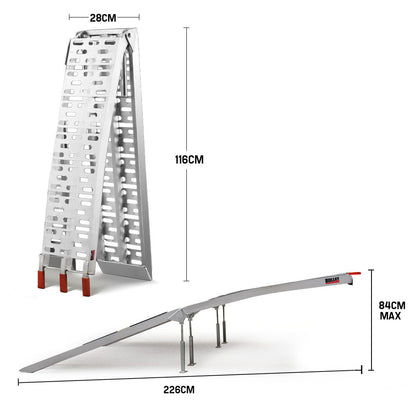 BULLET Pair of 2.3m Aluminium Loading Ramps, 1360kg capacity V219-VHWRMPBU1MLA
