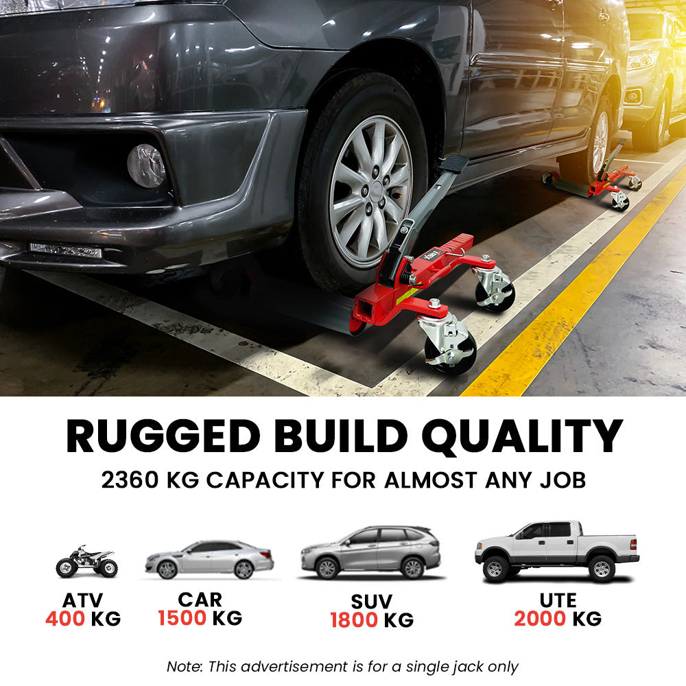 T-REX 590kg Vehicle Positioning Jack, Mechanical Ratcheting Foot Pedal Wheel Dolly For Auto Car Moving V219-VHWVPRTR3R1A
