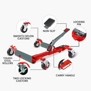 T-REX 590kg Vehicle Positioning Jack, Mechanical Ratcheting Foot Pedal Wheel Dolly For Auto Car Moving V219-VHWVPRTR3R1A