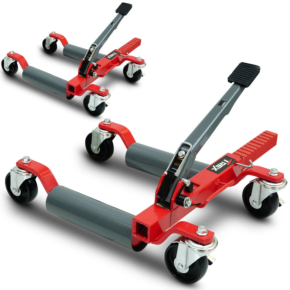 T-Rex 1180kg Set of 2 Vehicle Positioning Jacks, Mechanical Ratcheting Foot Pedal Wheel Dolly For Auto Car V219-VHWVPRTR3R2A