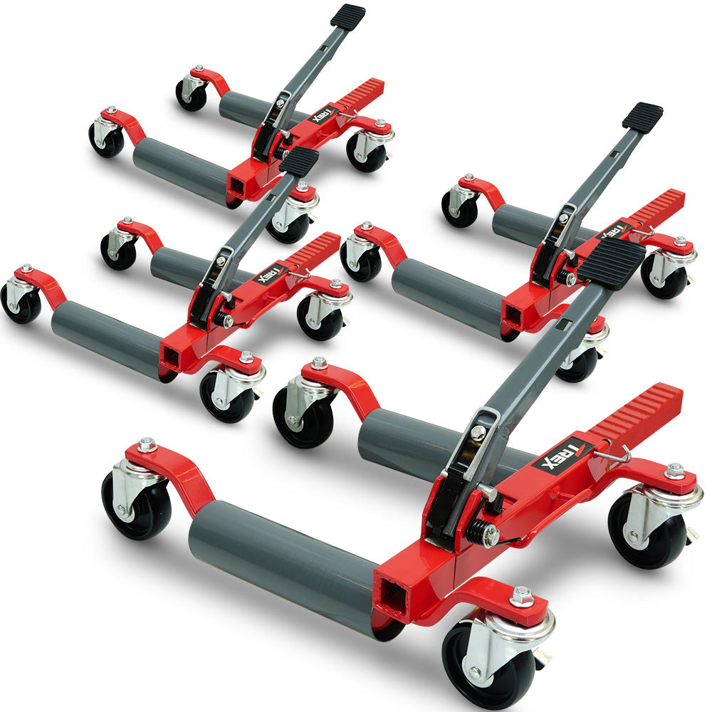T-Rex 2360kg Set of 4 Vehicle Positioning Jacks, Mechanical Ratcheting Foot Pedal Wheel Dolly For Auto Car V219-VHWVPRTR3R4A