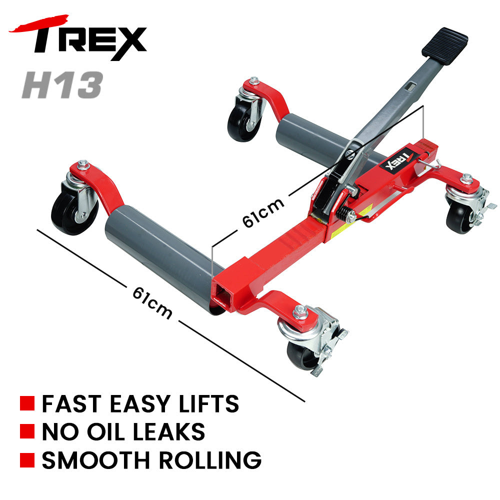 T-Rex 2360kg Set of 4 Vehicle Positioning Jacks, Mechanical Ratcheting Foot Pedal Wheel Dolly For Auto Car V219-VHWVPRTR3R4A