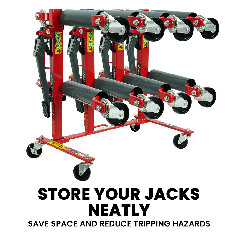 T-Rex Vehicle Positioning Jack Storage Rack Stand, Heavy Duty Design with Locking Castor Wheels V219-VHWVPRTR4SRA