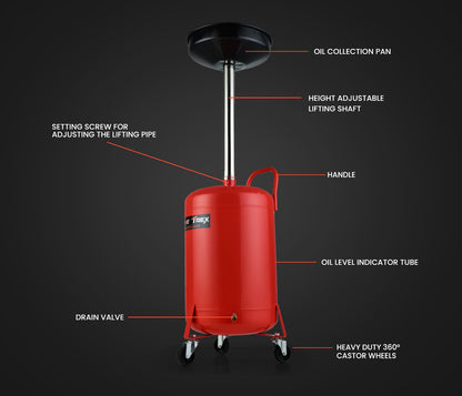 T-REX 60L Mobile Waste Oil Drainer Tank, Telescopic, for Car Engine, Workshop V219-VHWWODTR6STA