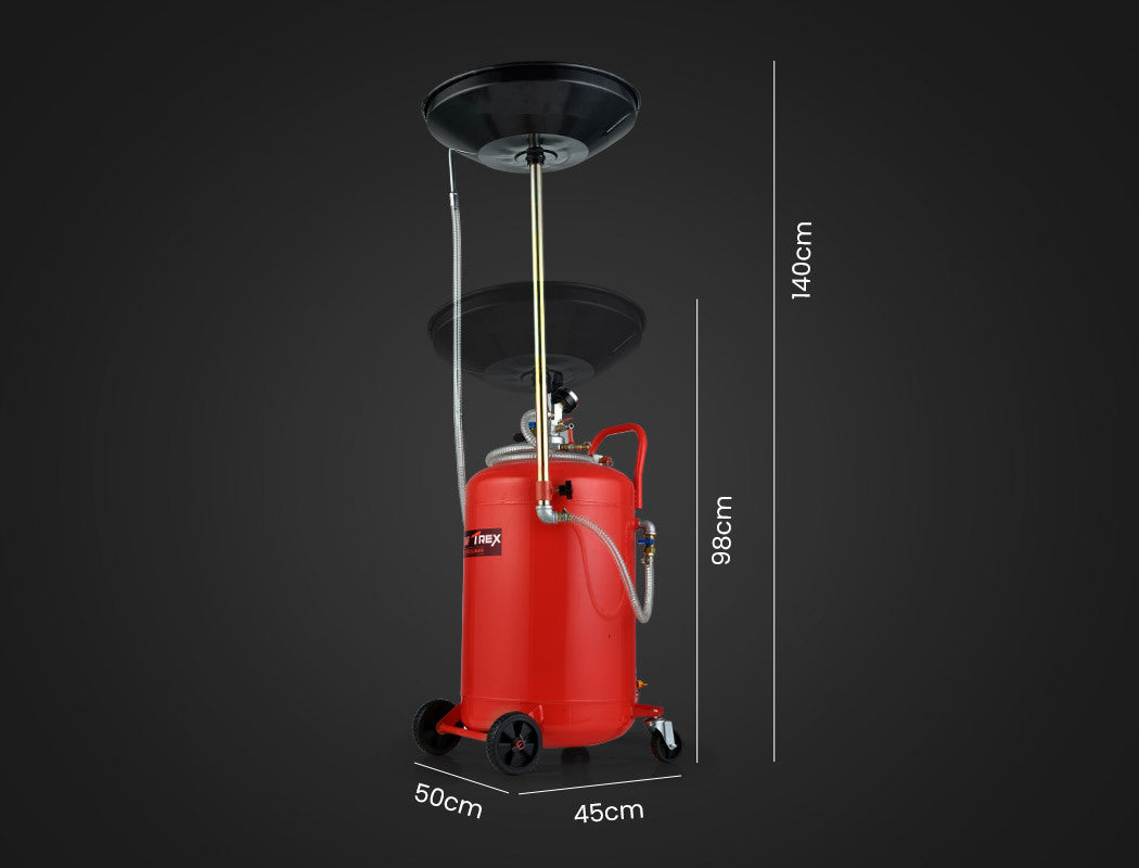 T-REX 80L Mobile Waste Oil Drainer Tank, Pneumatic, Telescopic, Extractor Probes, Workshop V219-VHWWODTR8MFA