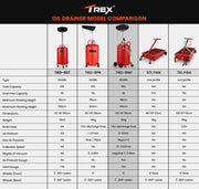 T-REX 80L Mobile Waste Oil Drainer Tank, Pneumatic, Telescopic, Extractor Probes, Workshop V219-VHWWODTR8MFA