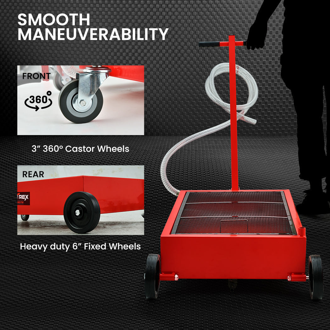 T-Rex 76L Low Level Mobile Truck Waste Oil Fluid Drainer Pan, Hand Pump, for Workshop V219-VHWWODTR8PNA