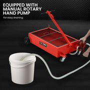 T-Rex 76L Low Level Mobile Truck Waste Oil Fluid Drainer Pan, Hand Pump, for Workshop V219-VHWWODTR8PNA