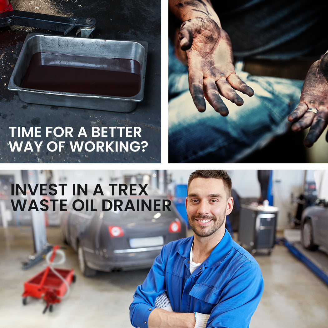 T-Rex 76L Low Level Mobile Truck Waste Oil Fluid Drainer Pan, Hand Pump, for Workshop V219-VHWWODTR8PNA