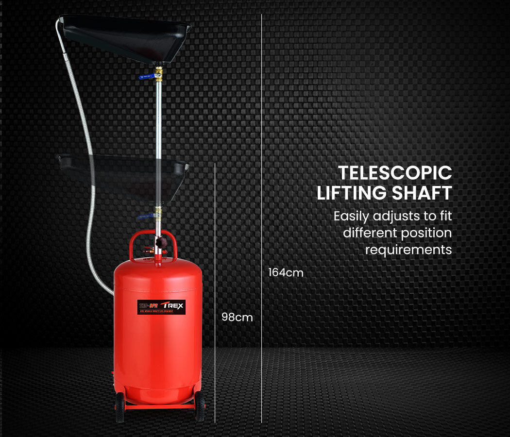 T-REX 80L Mobile Waste Oil Drainer, Telescopic, with Air Compressor Fitting, for Workshop V219-VHWWODTR8PRA