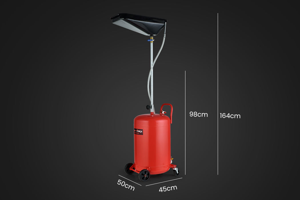 T-REX 80L Mobile Waste Oil Drainer, Telescopic, with Air Compressor Fitting, for Workshop V219-VHWWODTR8PRA